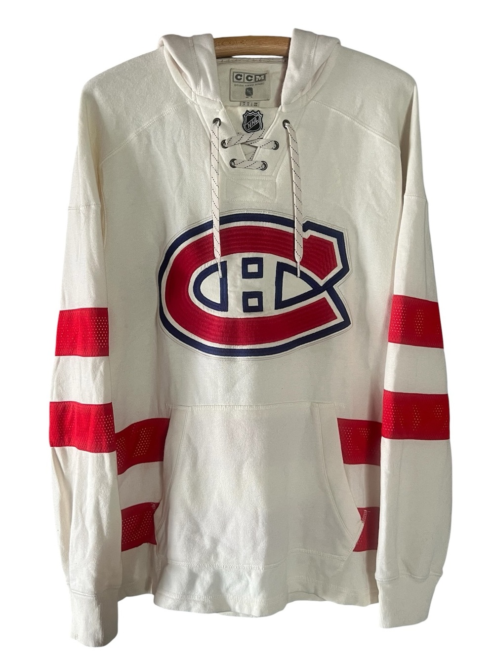 NHL Montreal Canadiens Hockey Jersey Hoodie Old Time Embroidered Cotton Men’s M